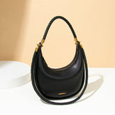Sac à main léger de luxe pour minorité, sac à bandoulière unique noir Selenodont, sac de lune tissé à la main